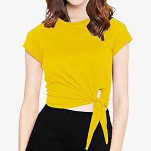 Mustard Tie-knot Crop Top