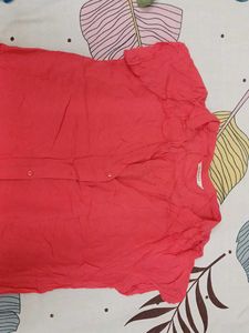 pinkish red button half shirt top