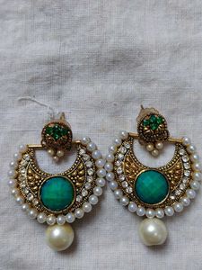 Designer Pearl &amp; Emerald Earrings