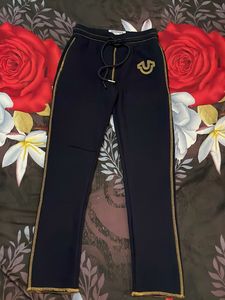 True Religion Black Gold Trim Sweatpants new