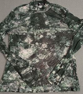 Green Abstract Print Mesh Top