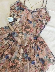 meshed Print Mini Dress