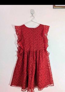 Red Lace Ruffle Dress