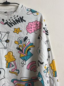 White Graphic Print Long Sleeve Tee