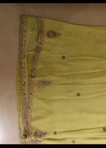 Elegant Olive Green Embroidered Saree