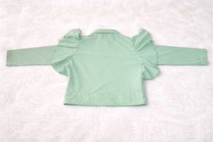 Cute Girl's Mint Green Puff Sleeve Shirt