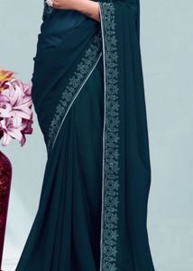 Elegant Navy Blue Embellished Saree