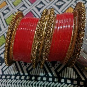 Red &amp; Gold Bangle Set