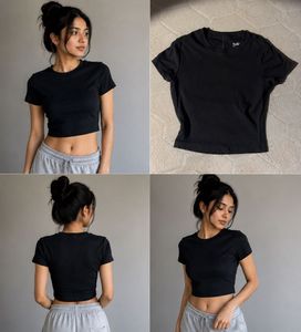 Black Fitted Crop Baby Tee -