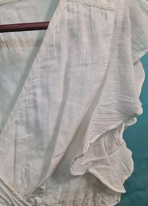 White V-Neck Flutter Sleeve Top