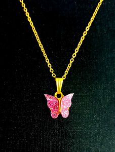 Sparkly Butterfly Pendant Necklace
