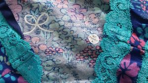 Blue Floral Print Panty With Lace Detail
