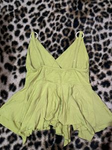 Lime Green Ruffle Hem Top