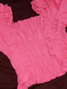 Chic Pink Puff Sleeve Top