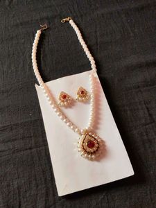 Pearl Necklace and Earring Set