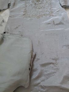 Elegant Grey Embroidered Kurta Set