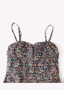 Express Blue Green Yellow Floral Cotton Spaghetti