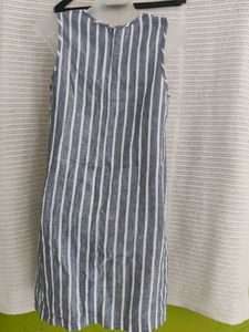 Striped Dress with White Cardigan