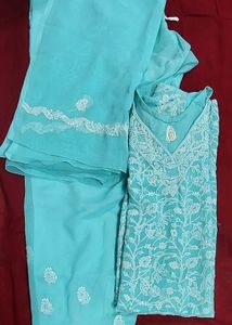 Allover Chikankari Kurta Pant & Dupatta