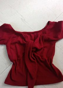 Chic Red Off-Shoulder crop Top