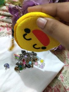 Cute Yellow Emoji Pouch with mystery jewellery