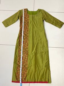 Green Kruti With Patch Work