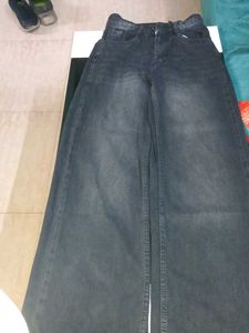Washed Black Wide Leg Jeans