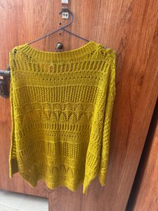 Yellow Crochet Knit Sweater