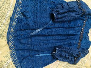 Elegant Blue Lace Gown