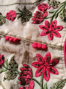 Embroidered Peach Ethnic Gown
