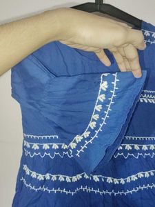 Blue Embroidered Top