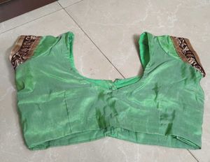 Green Sari Blouse with Embroidery