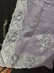 Elegant Lavender Embroidered Saree
