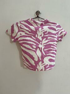 Purple Zebra Print Cropped Top