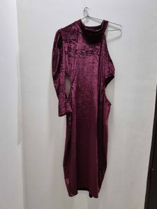 Velvet Cutout One-Sleeve Dress