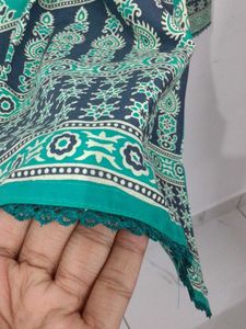 Stylish Teal Printed Kurta with Palazzos