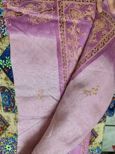 Elegant Purple Saree with Peacock Design