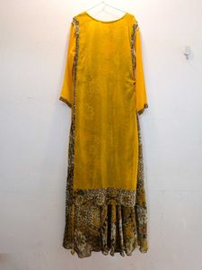 2 in 1 Elegant Yellow Kurta Dress with Intricate P
