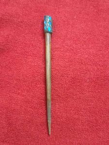 Boho Wooden Hair Stick with Blue Accents