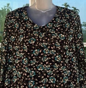 Floral Print Black Dress