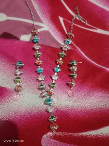 Multi-Color Stone Necklace &amp; Earring Set