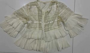 White Lace Ruffle Top