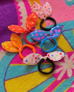 Cute multicolour (White,Red,Orange,Pink,Blue) hair rubber bands set of 5