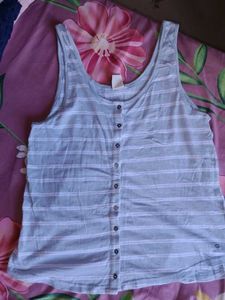 Striped Button-Up Tank Top