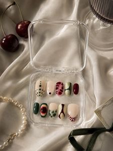 Cherry &amp; Matcha Press-On Nails | Unique Nail Set