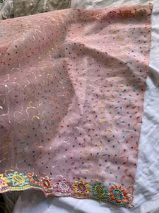 Embroidered Pink Dupatta