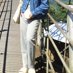 Gray Straight Leg Trousers