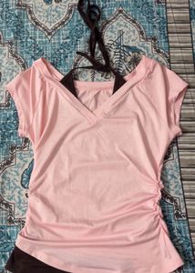 Pink Ruched Bikini Top