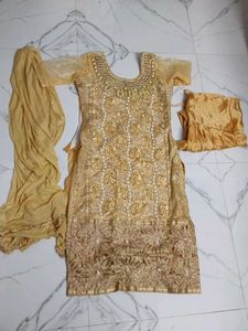 Elegant Gold Embroidered Kurta Set