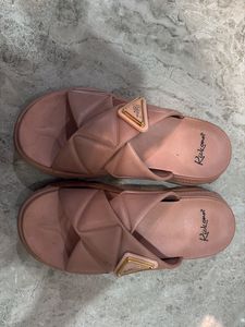Pink Cross Strap Platform Sandals